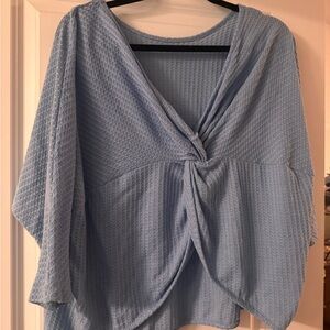 Blue Knotted Women's Plus Size Top